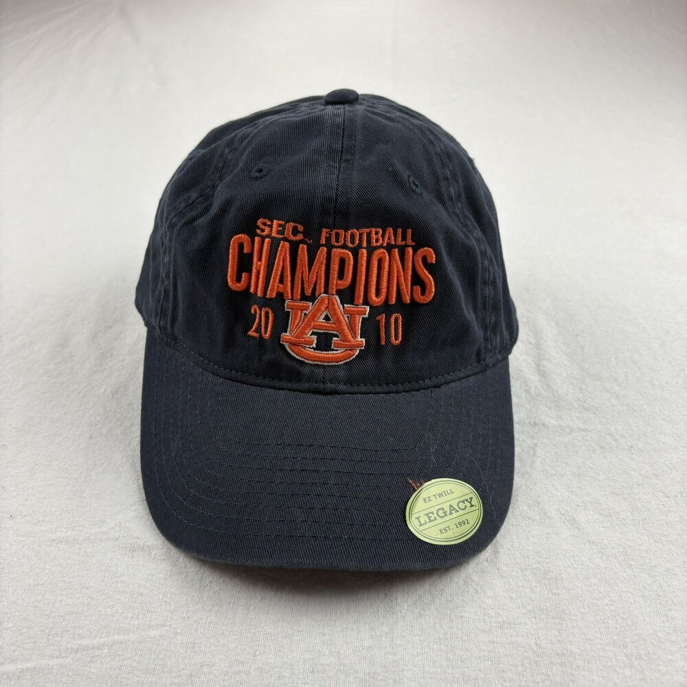 Auburn University Sec Football Champions 2010 Hat Leather Strap Blue New Legacy